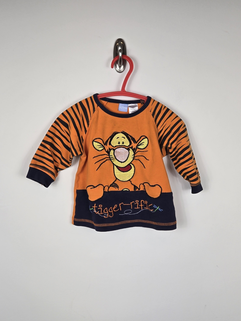 Disney Baby Tigger 12M Orange Striped Long Sleeve Shirt Winnie the Pooh Y2K